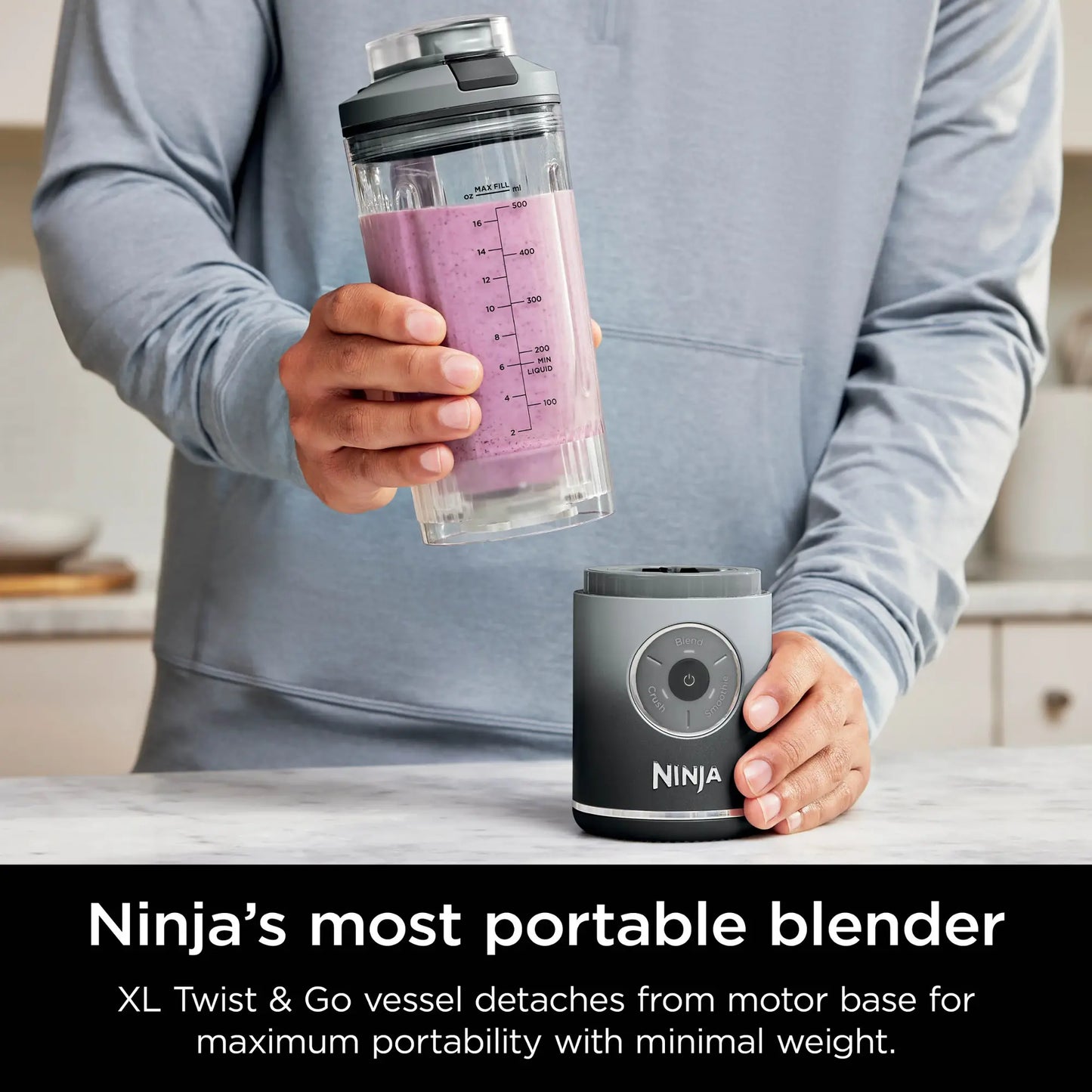 Ninja - Blast™ Max 22oz Portable Blender - Cool Gray