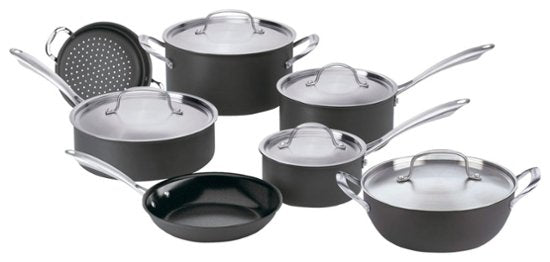 Cuisinart - GreenGourmet Hard-Anodized Nonstick 12-Piece Cookware Set - Black