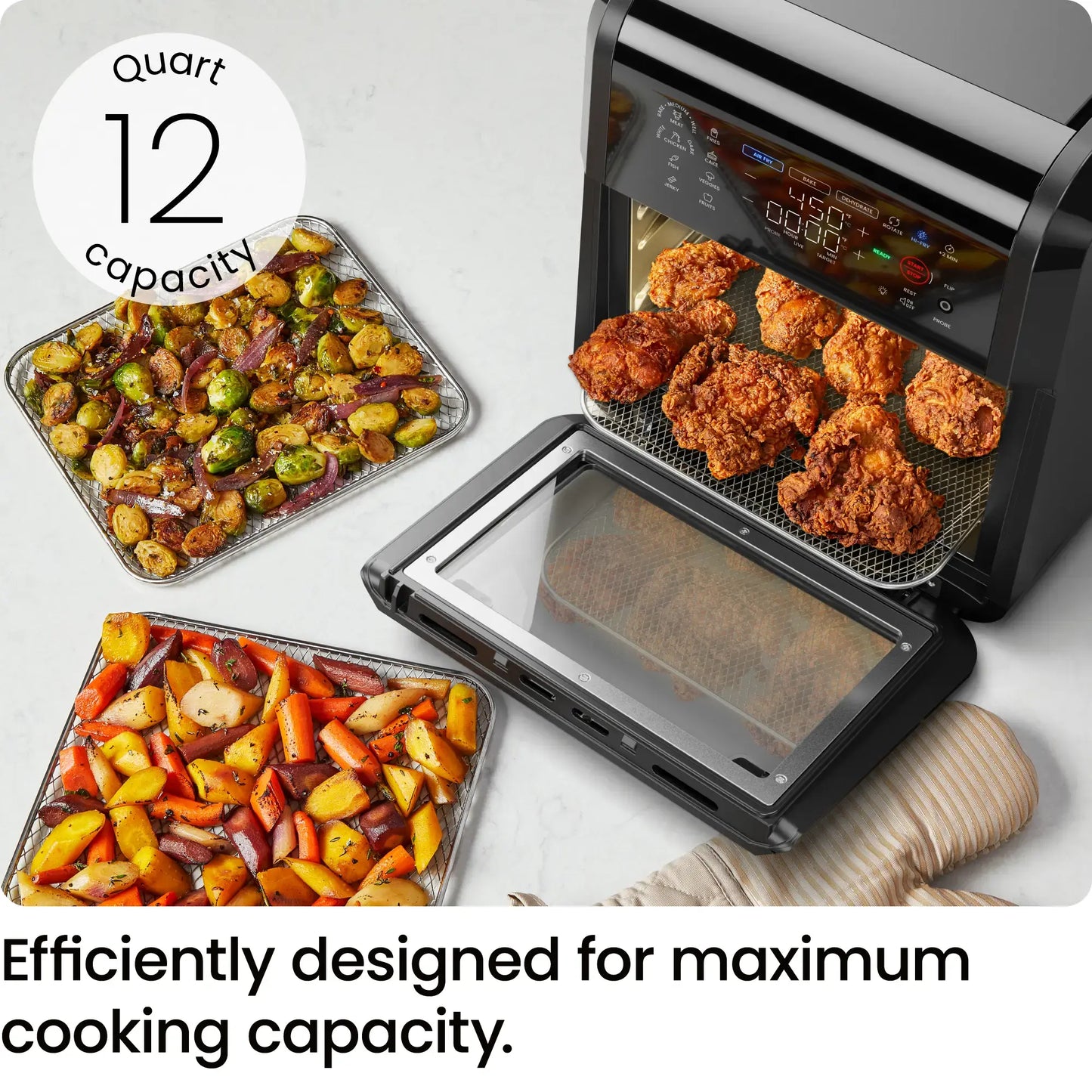 Chefman ExacTemp 12 Quart 5-in-1 Air Fryer with Integrated Smart Thermometer, 28 Presets - Black - Black