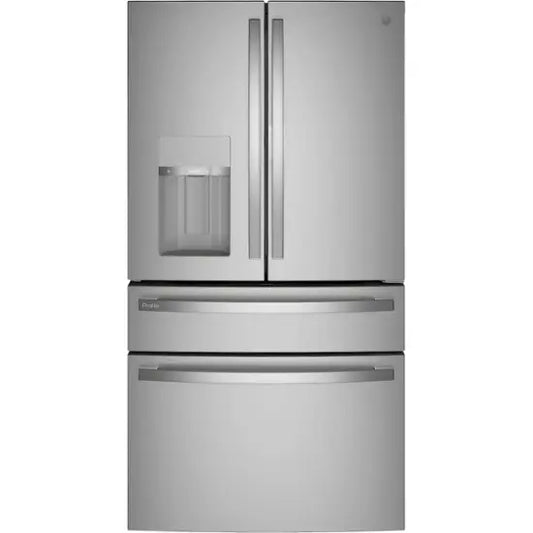 GE Profile - 27.9 Cu. Ft. 4-Door French Door Smart Refrigerator with Hands-Free AutoFill - Stainless Steel