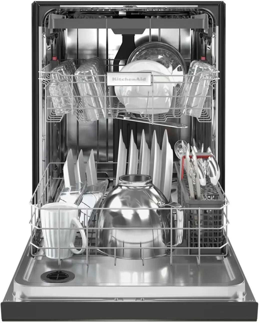 KitchenAid - 24" Front Control Built-In Dishwasher with Stainless Steel Tub, ProWash Cycle, 3rd Rack, 39 dBA - Black Stainless Steel