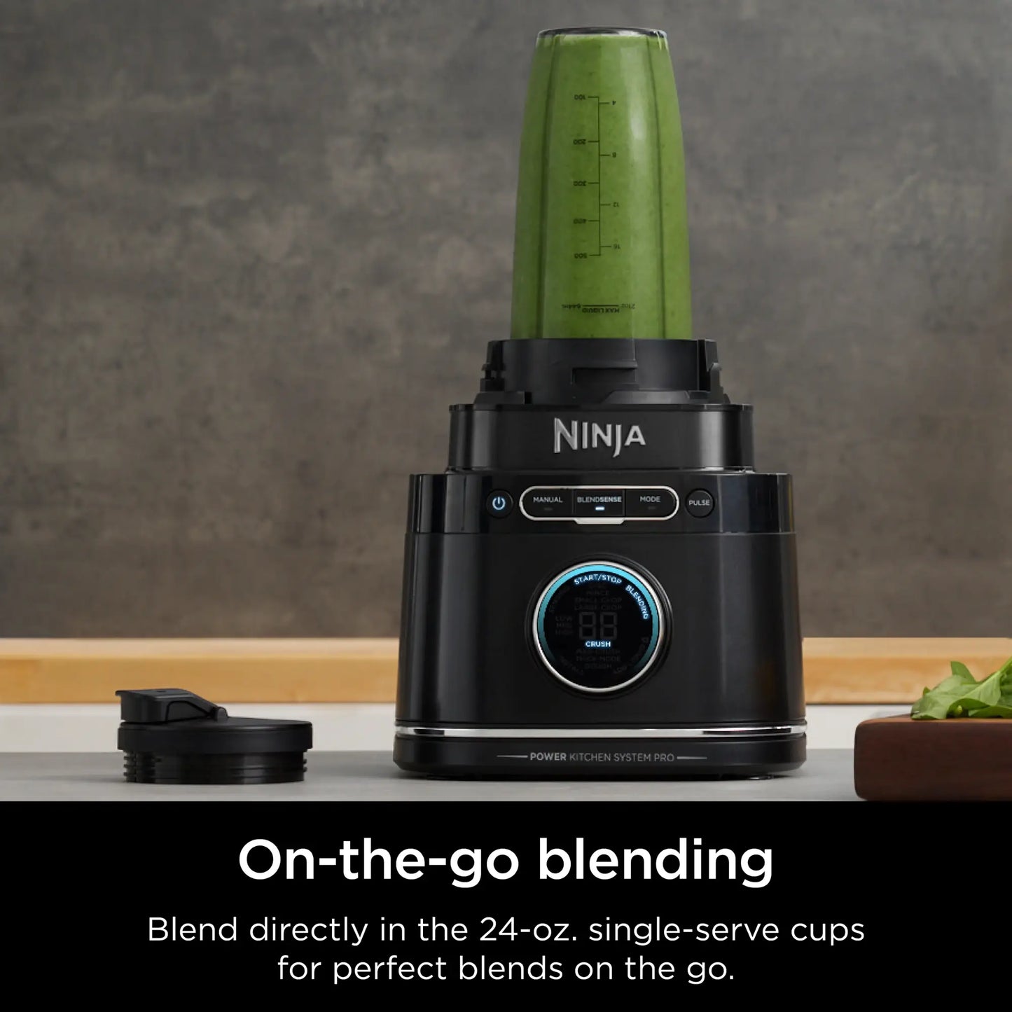 Ninja - Detect Kitchen System Power Blender + Food Processor Pro with 24-oz. To-Go Cup and BlendSense Technology - Black