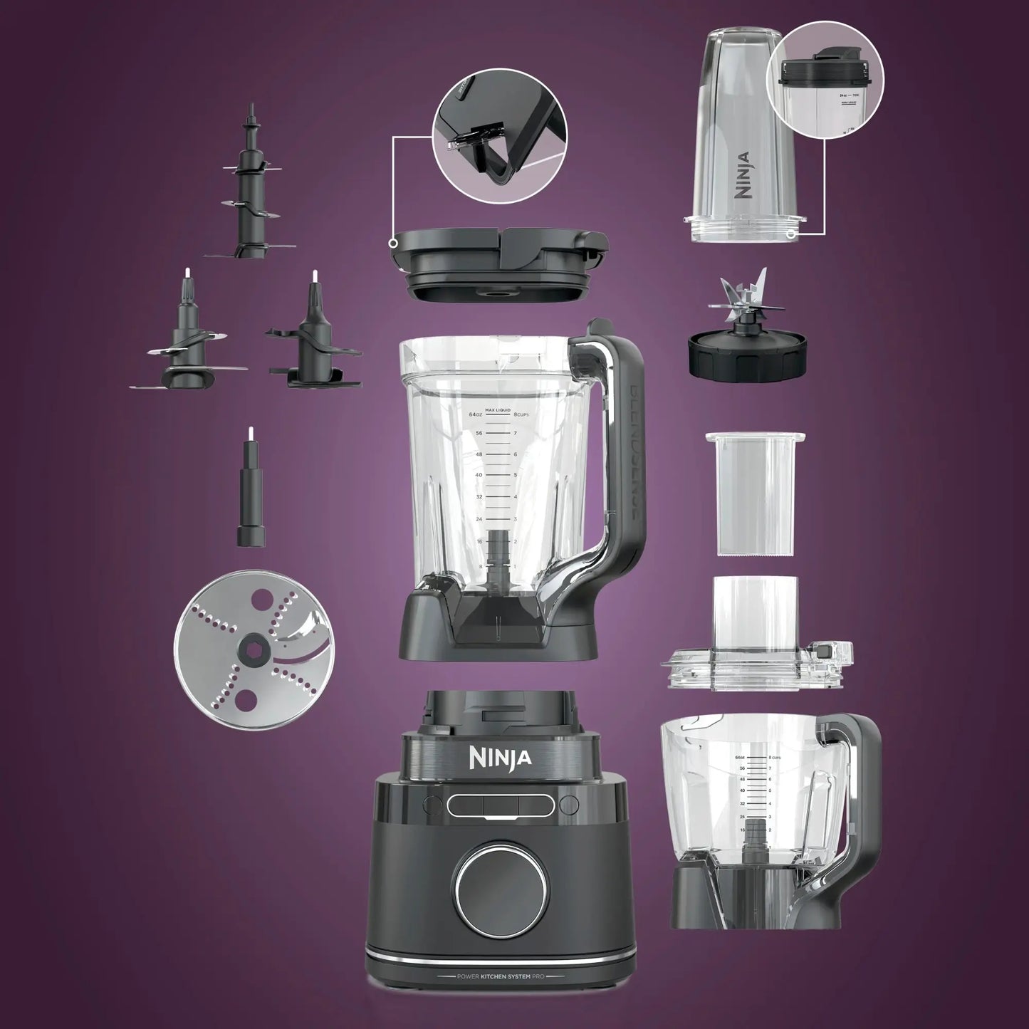 Ninja - Detect Kitchen System Power Blender + Food Processor Pro with 24-oz. To-Go Cup and BlendSense Technology - Black