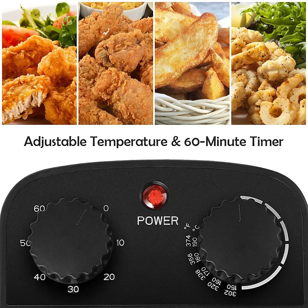 Costway - 3.2 Quart Electric Deep Fryer 1700W Stainless Steel Timer Frying Basket - Black/Silver