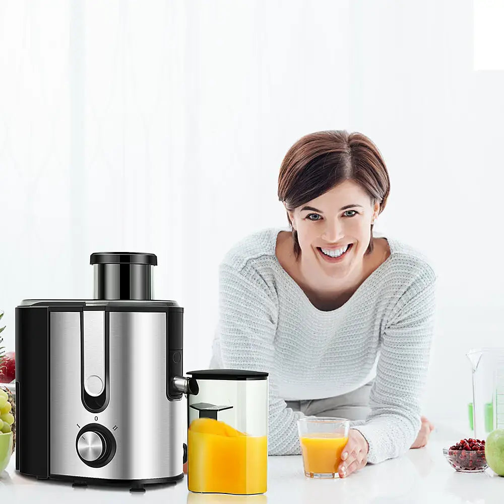 Costway - Juicer Machine Juicer Extractor Dual Speed w/ 2.5'' Feed Chute - Silver/Black