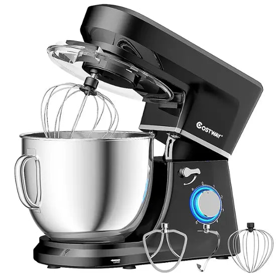 Costway - Tilt-Head Stand Mixer 7.5 Qt 6 Speed 660W with Dough Hook, Whisk & Beater - Black