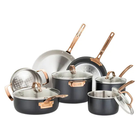 Viking - 3-Ply 11 Piece Cookware Set - Black & Copper