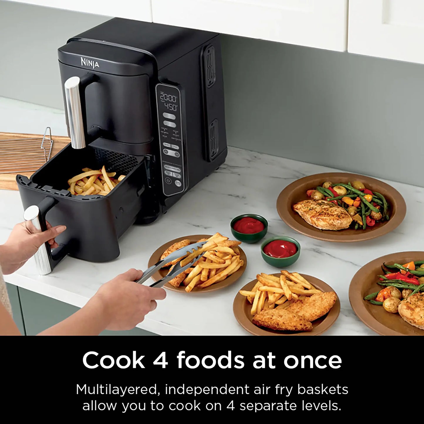 Ninja - DoubleStack 8 QT, 6-in-1, 2-Basket Air Fryer, Space Saving Design - Black