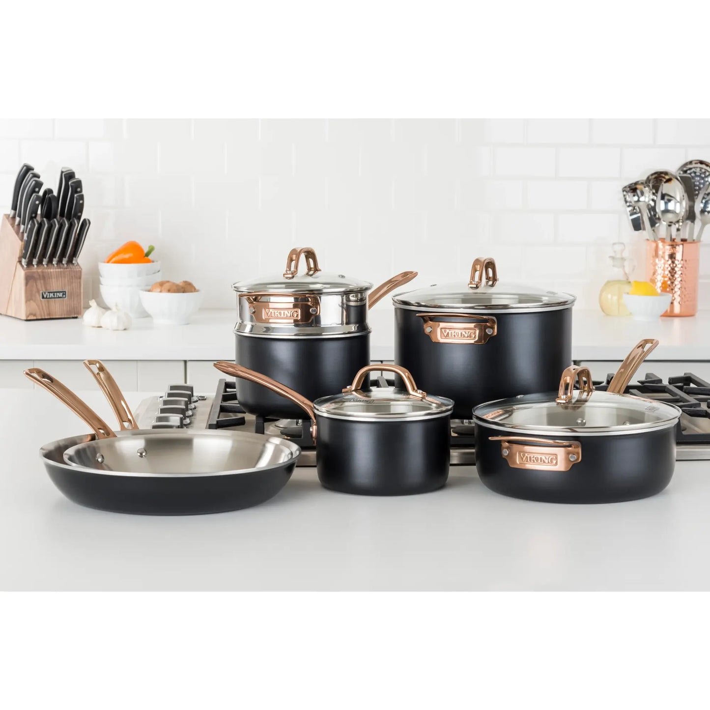 Viking - 3-Ply 11 Piece Cookware Set - Black & Copper