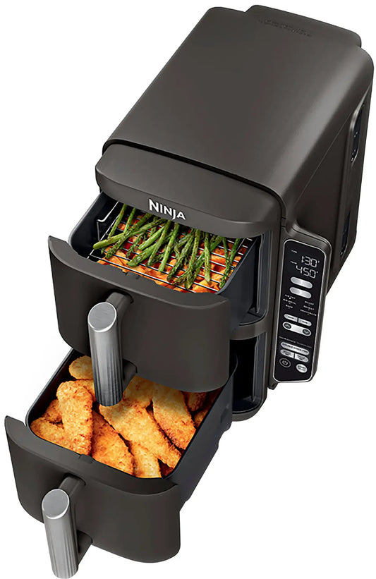 Ninja - DoubleStack 8 QT, 6-in-1, 2-Basket Air Fryer, Space Saving Design - Black