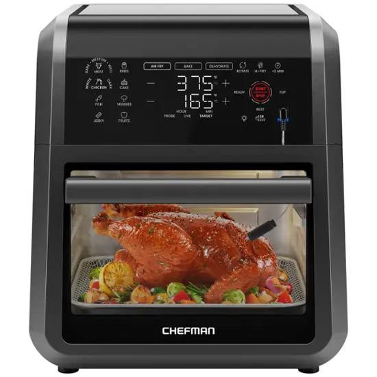 Chefman ExacTemp 12 Quart 5-in-1 Air Fryer with Integrated Smart Thermometer, 28 Presets - Black - Black